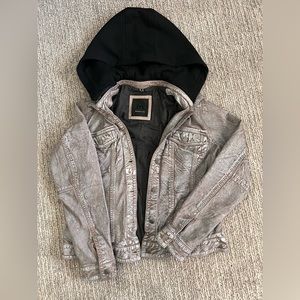 Mauritius Jacket - Vintage Gray Leather with black hood